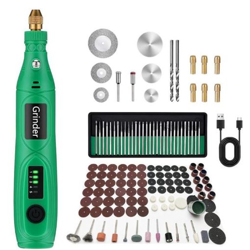 137pcs Mini Electric Grinder Set - 5-Speed Drill for Metal, Glass & More - 1