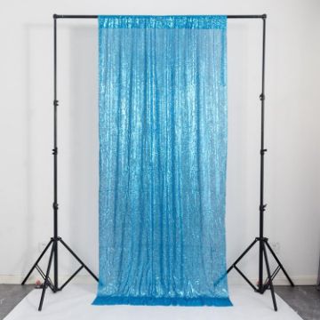 Lake Blue Sequin Embroidered Curtains 120x300cm for Weddings & Parties - 1