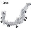 Heart-shaped Ribbon Garlands - 10pcs, 1.8m, Silver Party Decorations - 1