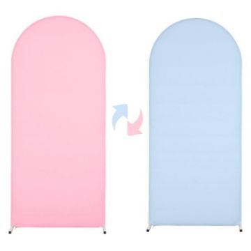 Arch Fabric Cover U Shape 200x100cm Spandex Cloth for Events (Pink+Blue) - 1