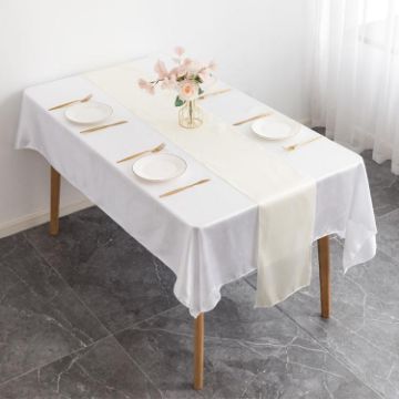 Ivory Polyester Sateen Table Runner 29x275cm for Weddings & Hotels - 1