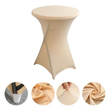 Champagne Stretch Polyester Cocktail Bar Table Cover 80x110cm - 1