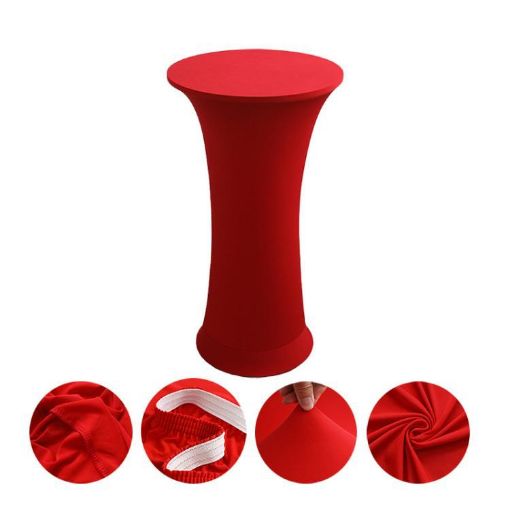 Red Elastic Spandex Table Cover for Hotel Wedding, 80cm Round - 1