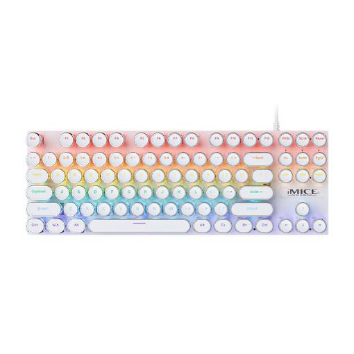 iMICE GK-800 87-Key USB Wired RGB Mechanical Keyboard - White Round Keycap - 1