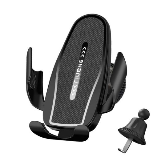 Black Carbon Fiber Clip-on Gravity Car Phone Holder - Hook Clip - 1