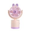 Pink Cartoon Rabbit Desktop & Handheld Fan - USB Charging, Adjustable Wind - 1