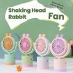 Pink Cartoon Rabbit Desktop & Handheld Fan - USB Charging, Adjustable Wind - 5