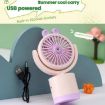Pink Cartoon Rabbit Desktop & Handheld Fan - USB Charging, Adjustable Wind - 9