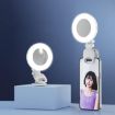 Rechargeable Clip-On Selfie Ring Light with Mirror - 3 Color Modes, White - 2