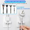 Wall-Mounted No-Drill Shaver Organizer 3-Pack Razor Hook (White) - 4