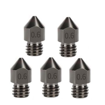 MK8 Hardened Steel Nozzle 1.75/0.6mm 5pcs Pack - High-Temp 3D Printer Hotend - 1