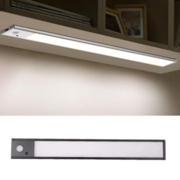 Rechargeable 20cm Motion Sensor Light Bar with Remote - Black Cabinet Lamp - 1