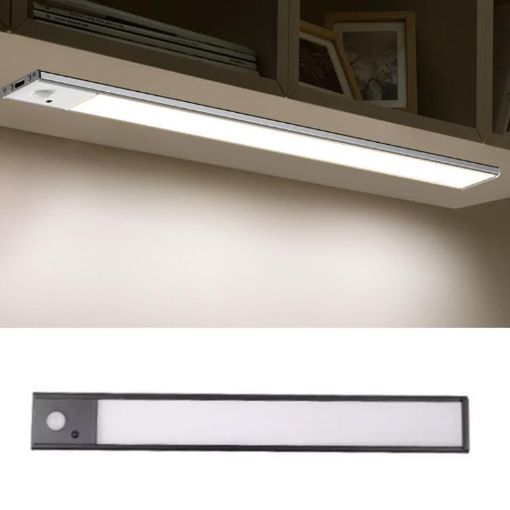 Rechargeable 40cm Motion Sensor Light Bar with Remote - Black Cabinet Lamp - 1