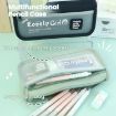 Large Capacity Green Pencil Case with Transparent Front Pocket Organizer - 3