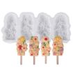 Flower Ice Cream Silicone Mold - 4 Grids Food-Grade Ice Pop (White) - 1