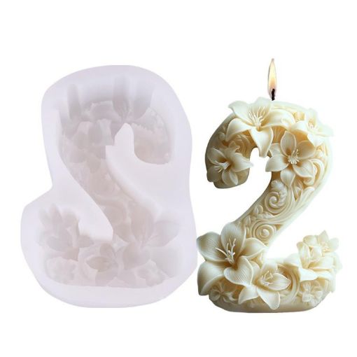 Flower Digital Aromatherapy Candle Silicone Mold, Style 2 ZL-985 - 1