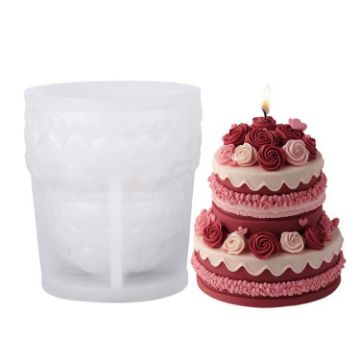 Rose Cake Scented Candle Silicone Mold DIY Soap & Diffuser Stone Mold - 1