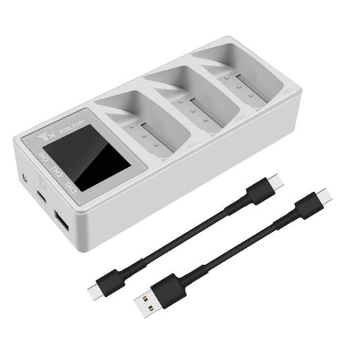 DJI Flip Drone YX 3-Channel Battery Charger with LCD Screen Hub - 1