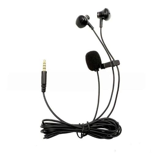 Lapel Microphone & Earphone 3.5mm TRRS Stereo Live Monitoring 1.2m - 1