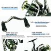 YUMOSHI SE3000 Spinning Reel, Dual Handle, 5.2:1 Gear Ratio, Anti-Shake - 5