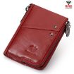 HUMERPAUL BP852 RFID Leather Anti-Theft Double Zipper Wallet Red - 1