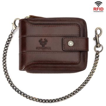HUMERPAUL BP735 Brown Leather Wallet RFID Anti-Theft Multiple Slots - 1