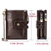 HUMERPAUL BP778 Black RFID Tri-fold Leather Wallet with Double Zipper - 3