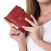 HUMERPAUL BP778 Red Short Leather Wallet RFID Tri-fold Coin Purse - 2