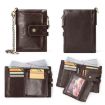 HUMERPAUL BP778 Red Short Leather Wallet RFID Tri-fold Coin Purse - 4