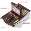 HUMERPAUL BP778 Brown Leather RFID Tri-fold Wallet with Double Zipper - 7