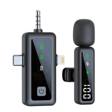 H68 3 In 1 Wireless Lapel Microphone - Noise Reduction for Video & Mobile - 1