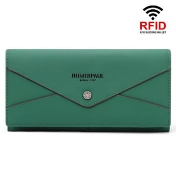 HUMERPAUL BP998 Women's Green Leather Wallet RFID Multi-Card Clutch - 1
