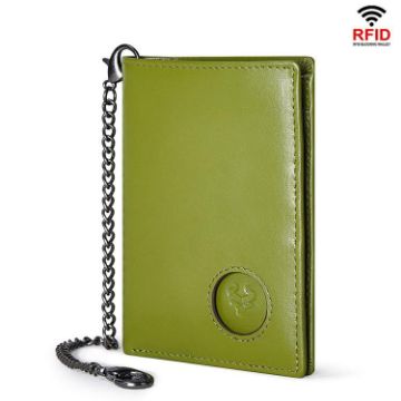 HUMERPAUL BP798 Green Leather Wallet for Airtag with RFID Card Holder - 1