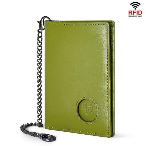 HUMERPAUL BP798 Green Leather Wallet for Airtag with RFID Card Holder - 1