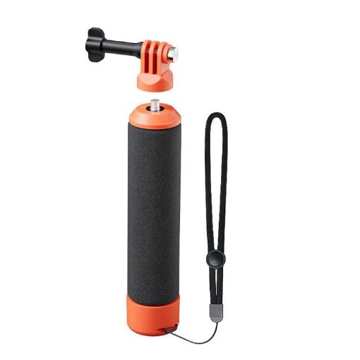 aMagisn Floating Hand Grip for Action Cameras with Triple Claw, Black Orange - 1