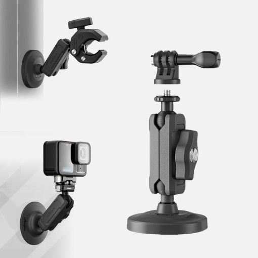 Metal Arm Clamp Magnetic Base with 1/4" Ball Head for Cameras - Black - 1