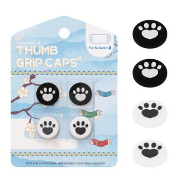 Nintendo Switch 2 Joy-Con Claw-Print Thumb Grip Caps (2 Pairs, Black White) - 1