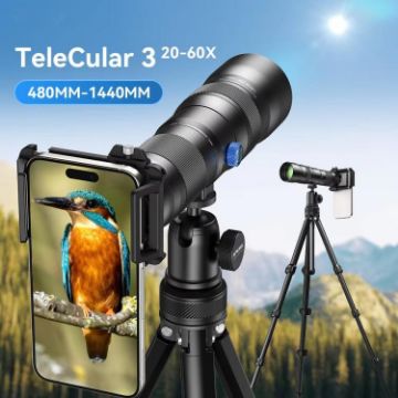 APEXEL TeleCular 3 Zoom Lens Kit 20X-60X for Smartphones with Tripod - 1