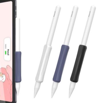 AhaStyle DD07 Silicone Pen Grip 3pcs for Apple Pencil Pro/USB-C/2 (White+Blue+Black) - 1