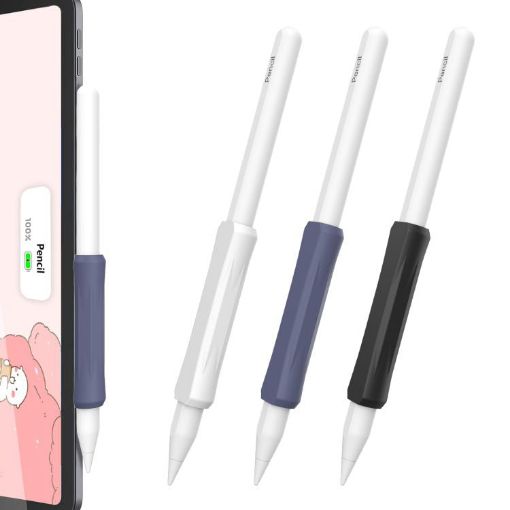 AhaStyle DD07 Silicone Pen Grip 3pcs for Apple Pencil Pro/USB-C/2 (White+Blue+Black) - 1