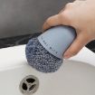 Blue Polyester Cleaning Ball Brush - Short Handle Kitchen Dishwashing Tool - 3