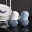 Blue Polyester Cleaning Ball Brush - Short Handle Kitchen Dishwashing Tool - 8