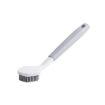 Two-Color Bangs Head Wash Pot Brush - Gray White Long Handle Kitchen Tool - 1