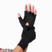 Black Fiber Sports Half Finger Gloves, Arthritis Pressure, Size M - 2