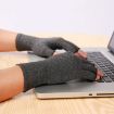 Hemp Gray Half Finger Arthritis Pressure Gloves, Size M - Breathable Sports - 3