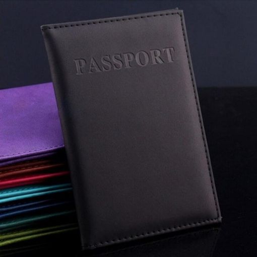 Black Artificial Leather Travel Passport Cover - Stylish & Durable - 1