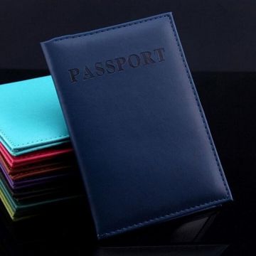 Deep Blue Artificial Leather Travel Passport Cover - 1