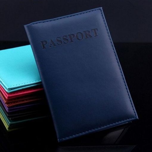 Deep Blue Artificial Leather Travel Passport Cover - 1