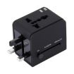 Dual USB Power Socket Charger Adapter 5V 2.1A, UK/EU/US/AU Plug, Black - 5
