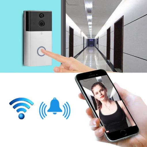VESAFE HD 720P WiFi Video Doorbell, Night Vision, Motion Detection, Silver - 1